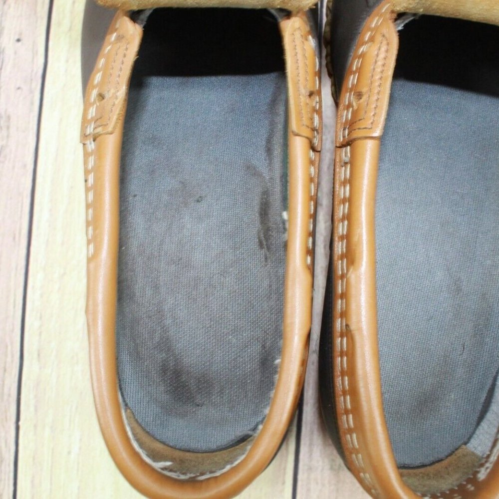 LL BEAN Brown Leather Unlined Slip On Moccasin Rain Duck Boots Size 8 M - Picture 10 of 10